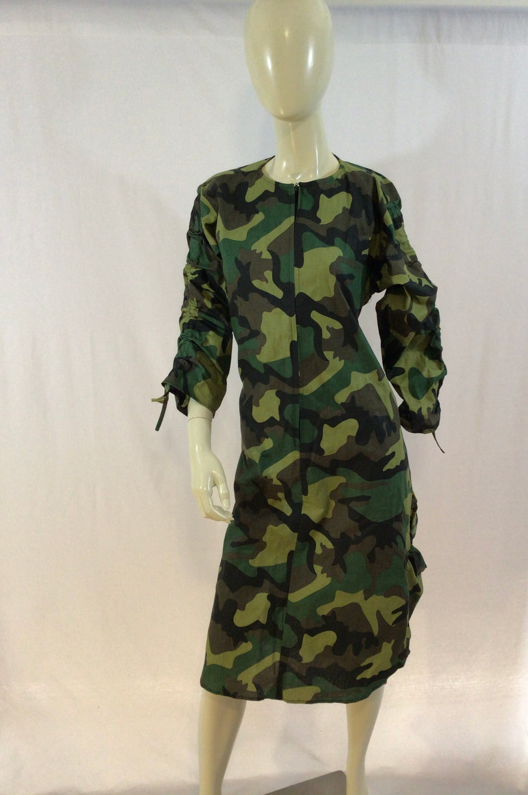 Camo Dress Gathered Sleeves and Sides