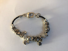 Load image into Gallery viewer, Silver Charm Bracelet Heart Clasp