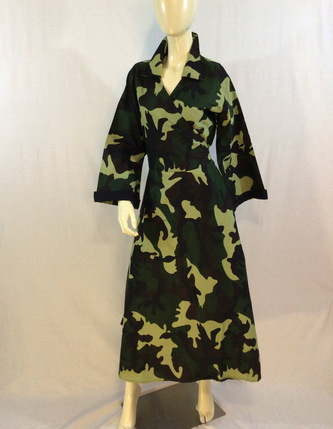 Camo Military Style  Maxi Dress with Bandana Scarf
