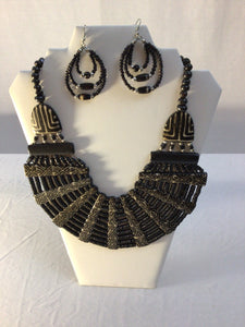 African Accent Beaded Necklace & Earring Set