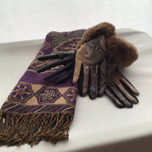 Glove & Scarf Set - Purple