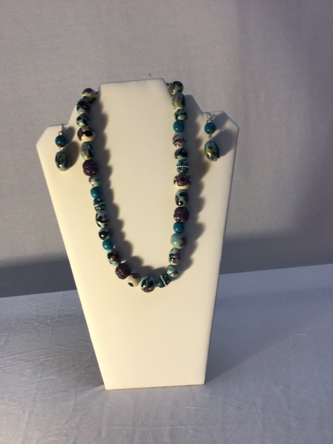 70's Whimsical Beaded Necklace & Earring Set