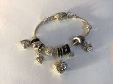 Load image into Gallery viewer, Heart Charm Silver Tone Bracelet