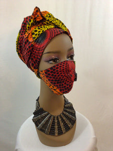 African Head Wrap with Matching Face Mask
